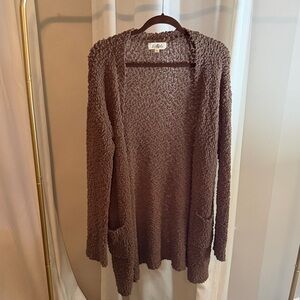 Listicle Brown Textured Cardigan